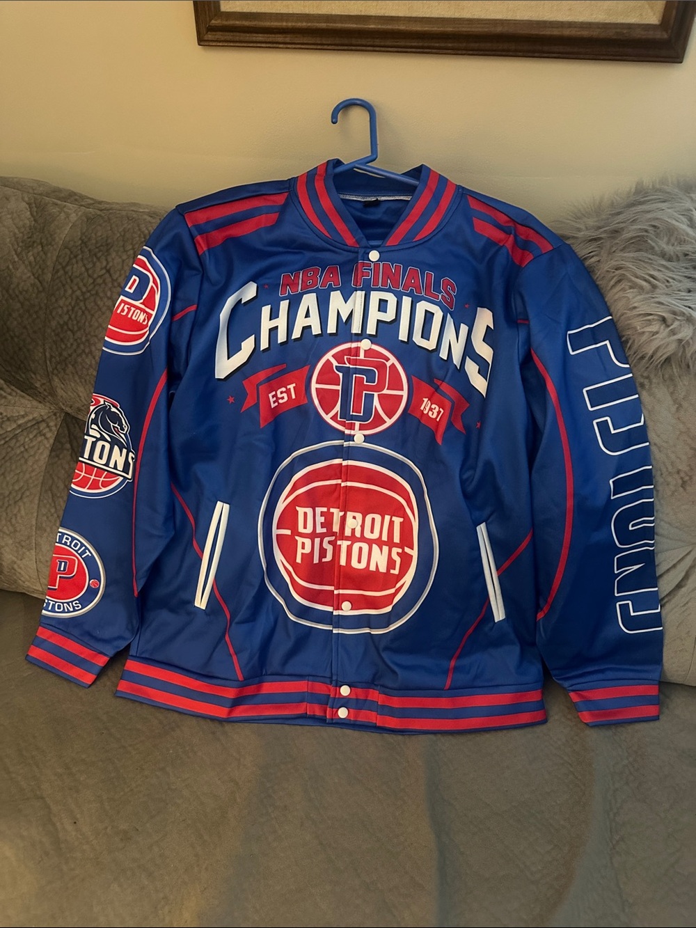 Detroit Pistons Blue NBA Finals Champions Jacket Source Unknown Unisex